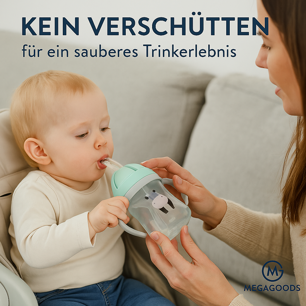 Kinder Trinkbecher 250 ml mit Strohhalm auslaufsicher BPA-frei DE.