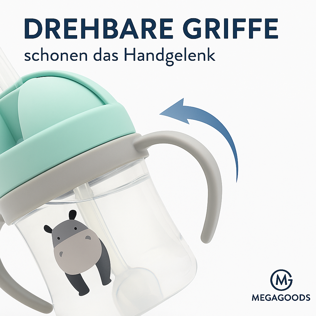 Kinder Trinkbecher 250 ml mit Strohhalm auslaufsicher BPA-frei DE.