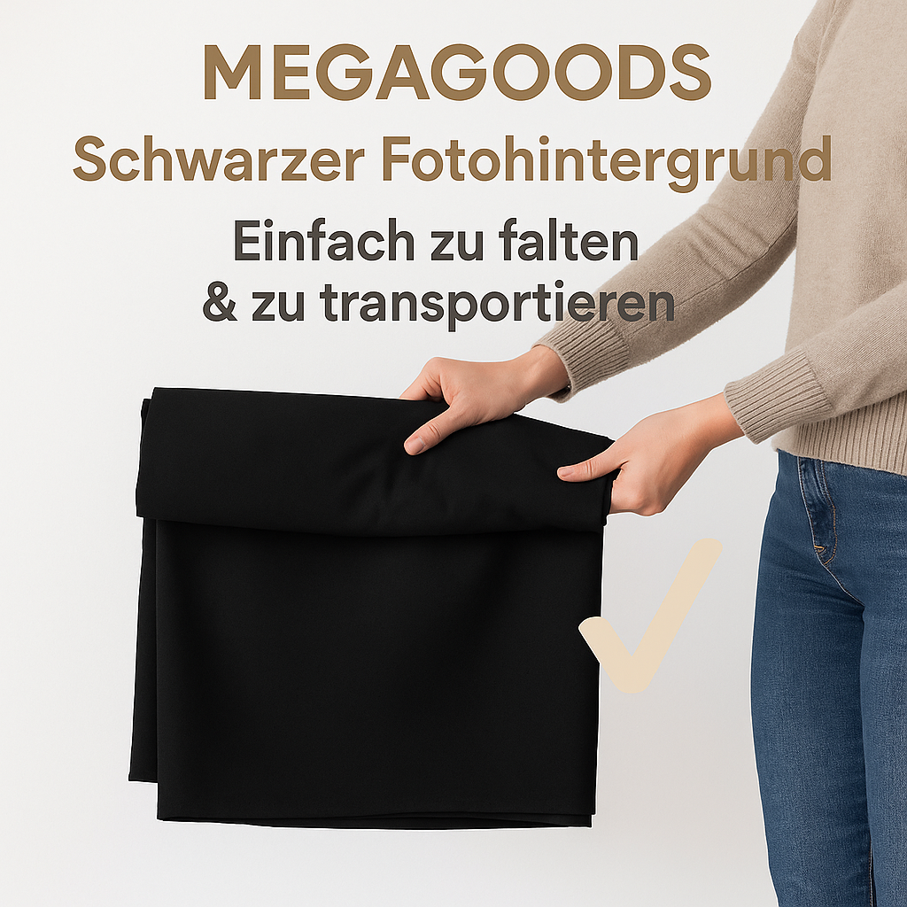 Fotohintergrund Baumwolle Schwarz glatt für Studio Livestream DE.