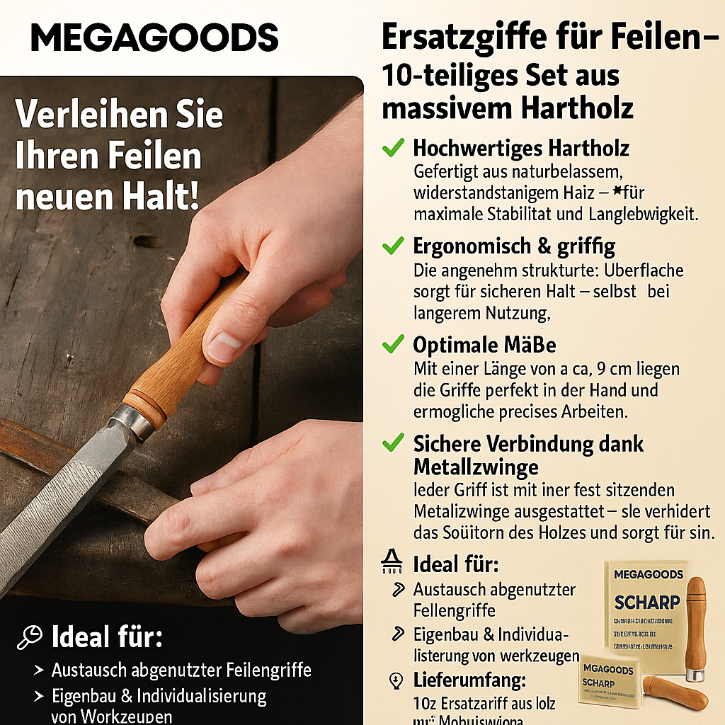 Holzraspel Holzfeile Griffe Set 10 Stück 9cm Metallkragen rostfrei DE.