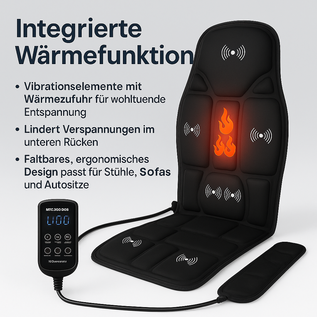 Massageauflage elektrisch mit Infrarot Wärme Ganzkörper Nacken Rücken DE.