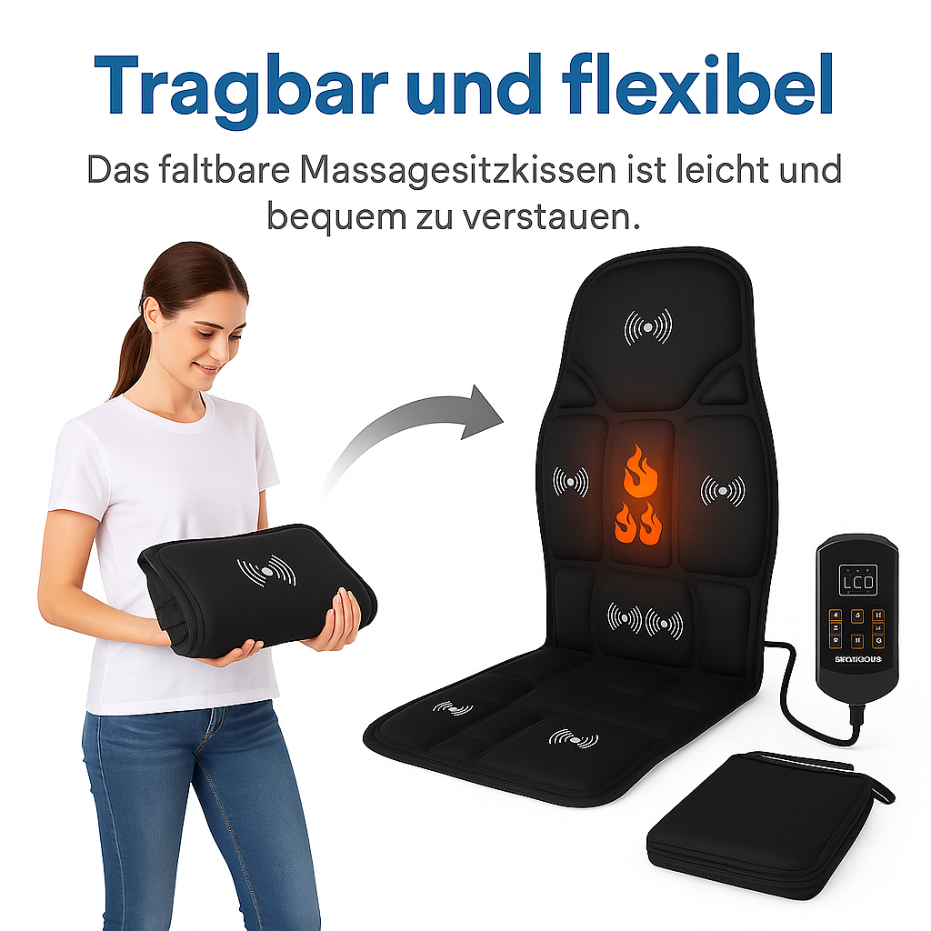 Massageauflage elektrisch mit Infrarot Wärme Ganzkörper Nacken Rücken DE.