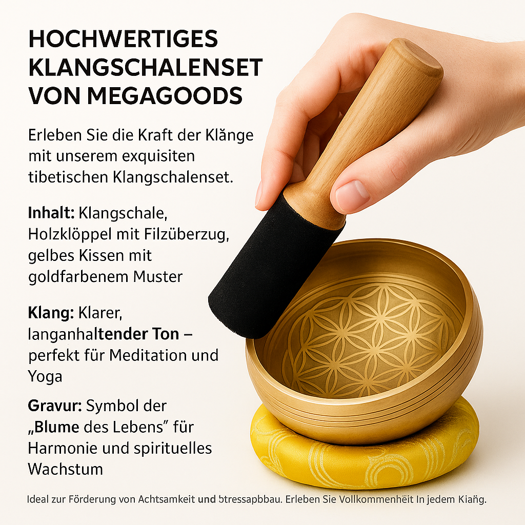 Klangschalen Set Blume des Lebens für Meditation Yoga Achtsamkeit DE.