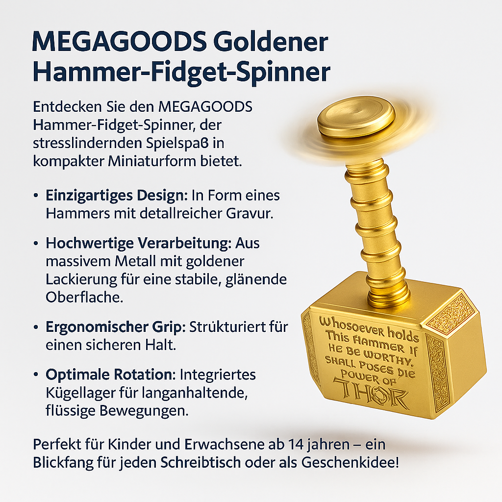 Metall Fidget Spinner Hammer rotierend Anti-Stress Spielzeug Geschenk DE.