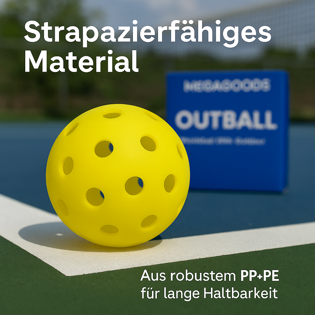 Pickleball Bälle Outdoor 74 mm 40 Loch 6er Set Turnierqualität 26 g DE.