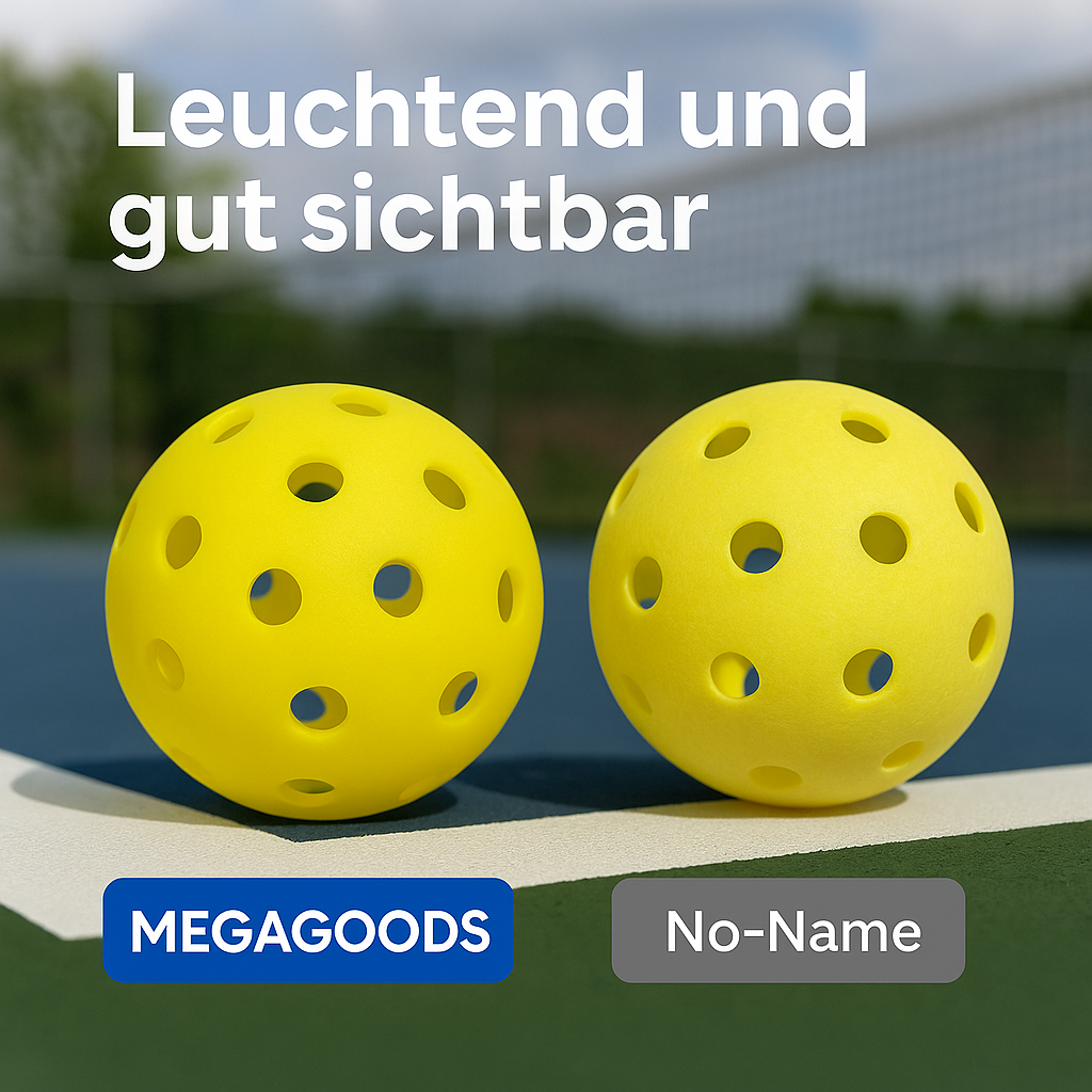 Pickleball Bälle Outdoor 74 mm 40 Loch 6er Set Turnierqualität 26 g DE.