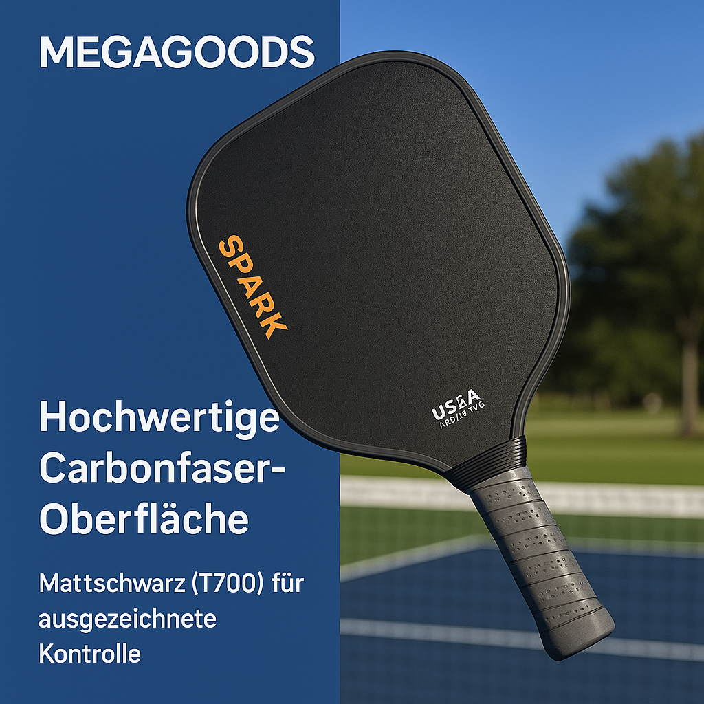Pickleball Schläger Carbon 16 mm Griff rutschfest USAPA konform DE.