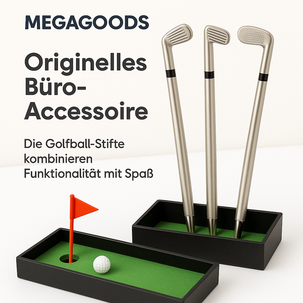 Golf Schreibtischspiel Set mit 3 Kugelschreiber Schlägern Zubehör DE.
