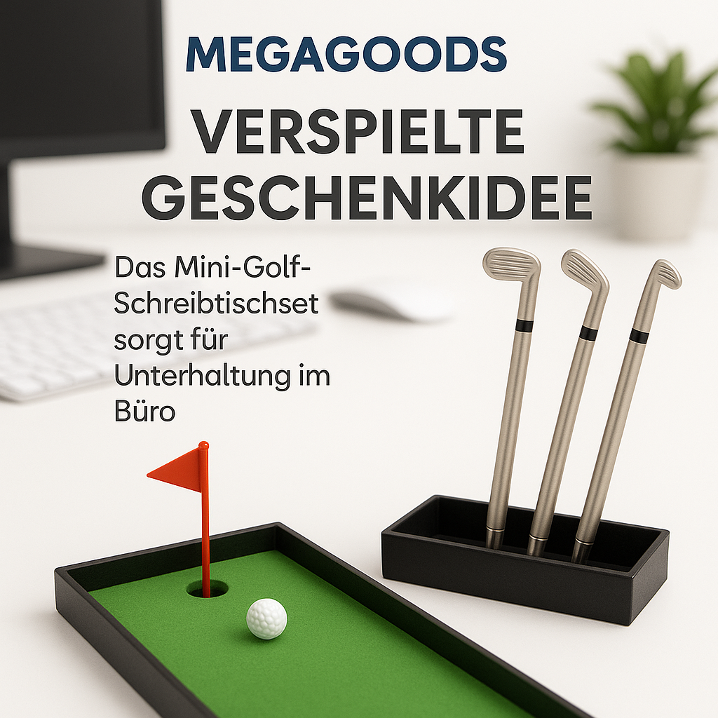 Golf Schreibtischspiel Set mit 3 Kugelschreiber Schlägern Zubehör DE.