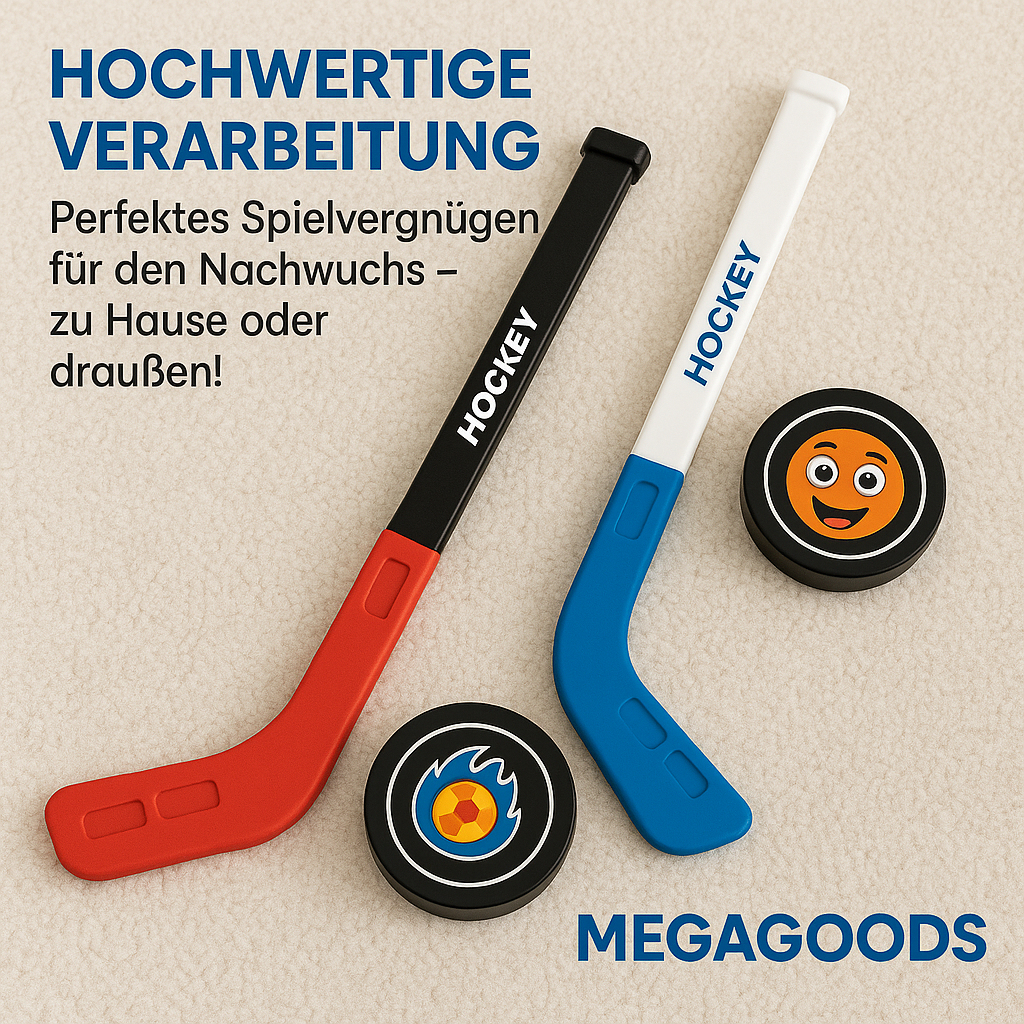 Kinder Hockey Set mit Schlägern Puck Ball Indoor Outdoor Spielzeug DE.