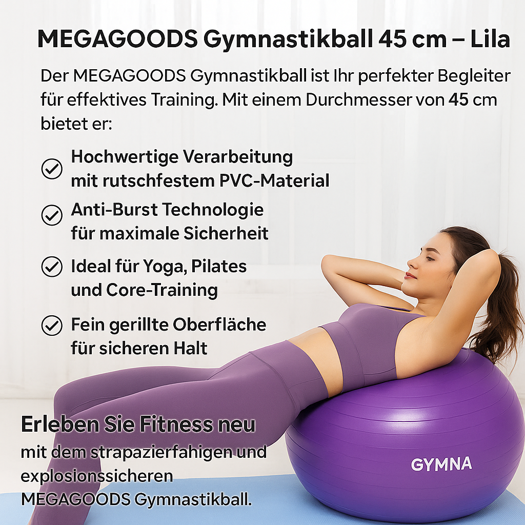 Gymnastikball 45 cm für Yoga Pilates Anti-Burst Fitness Home Workout DE.