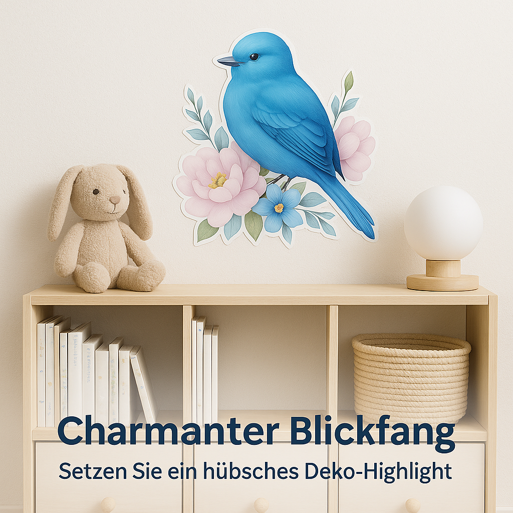 3er Set Wandsticker Vogel Pflanze Blume Deko fürs Kinderzimmer DE.