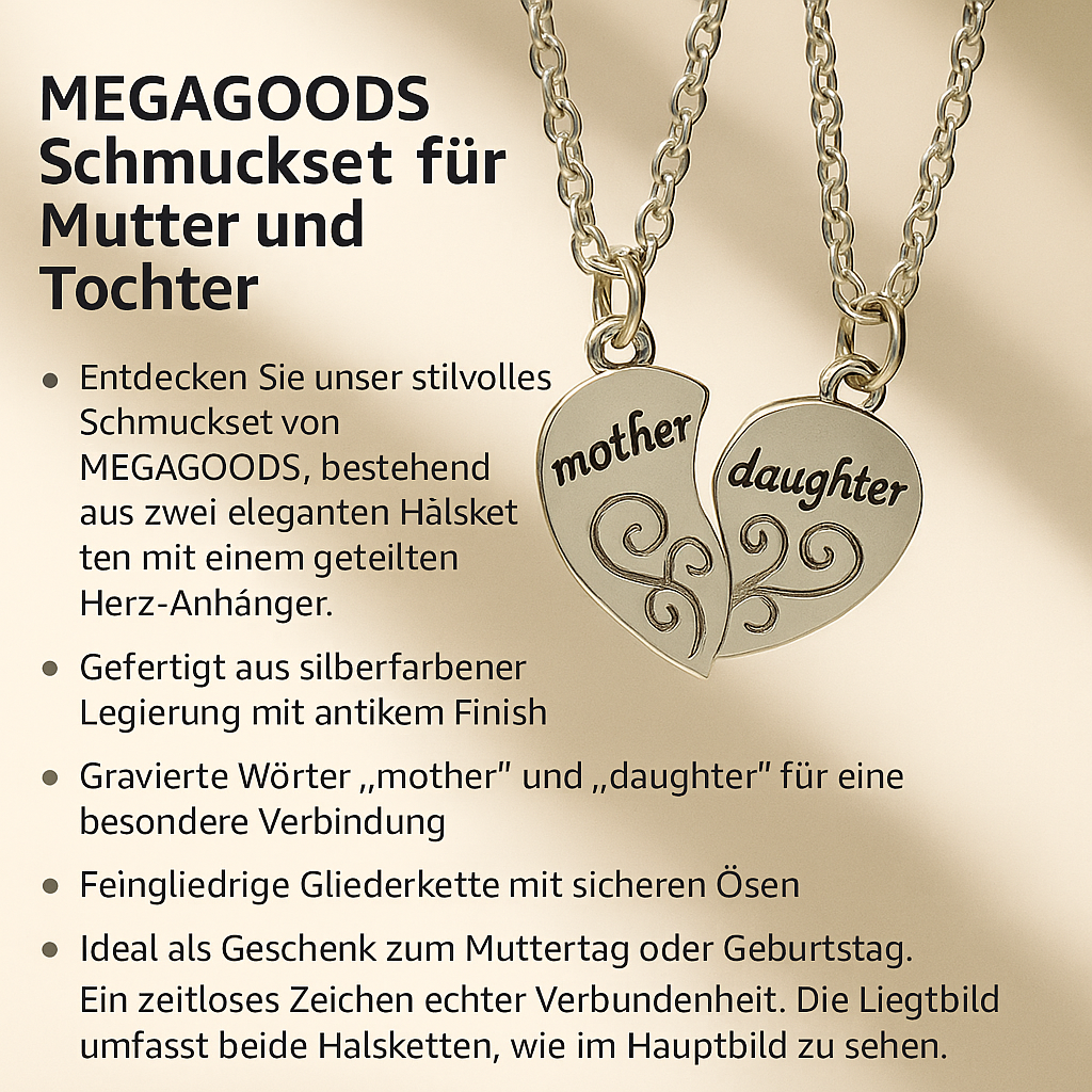 2er Set Halsketten Silber Mutter Tochter Anhänger Liebe Schmuck DE.