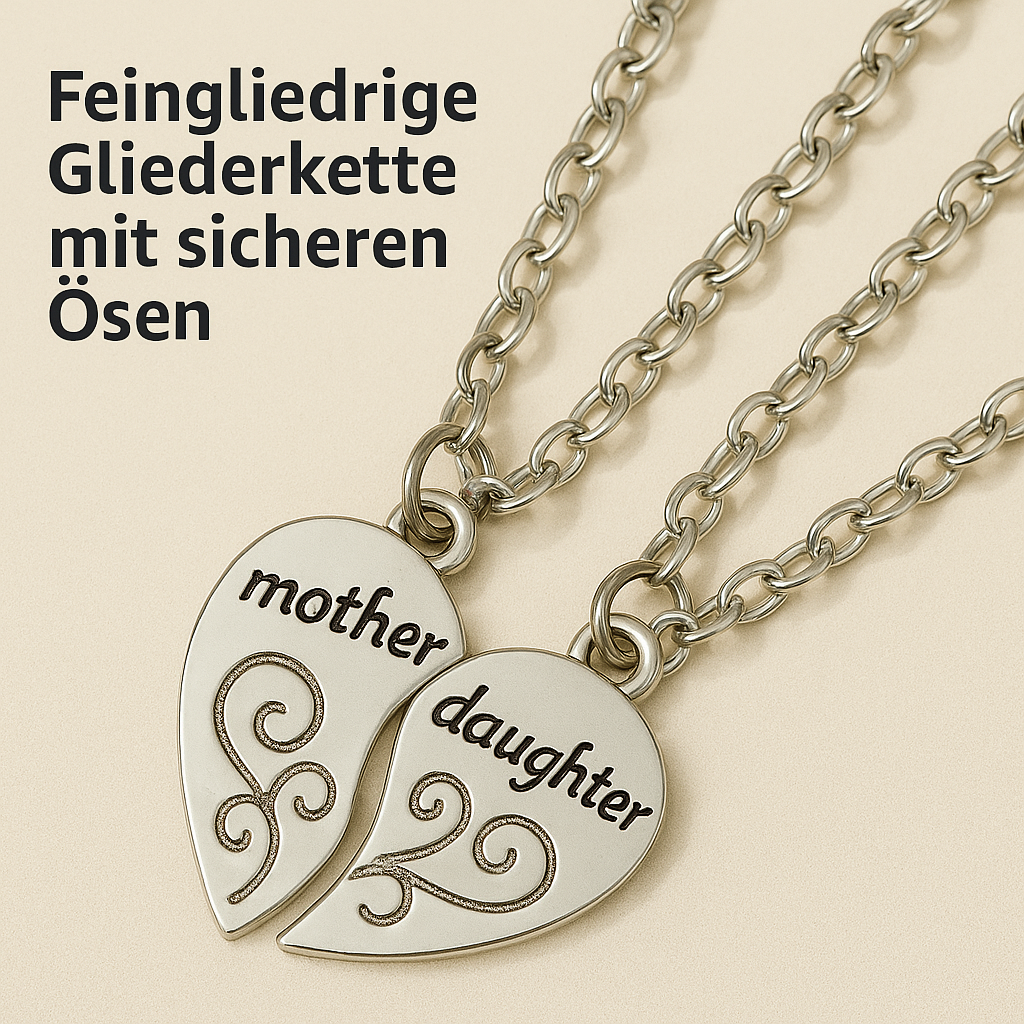 2er Set Halsketten Silber Mutter Tochter Anhänger Liebe Schmuck DE.