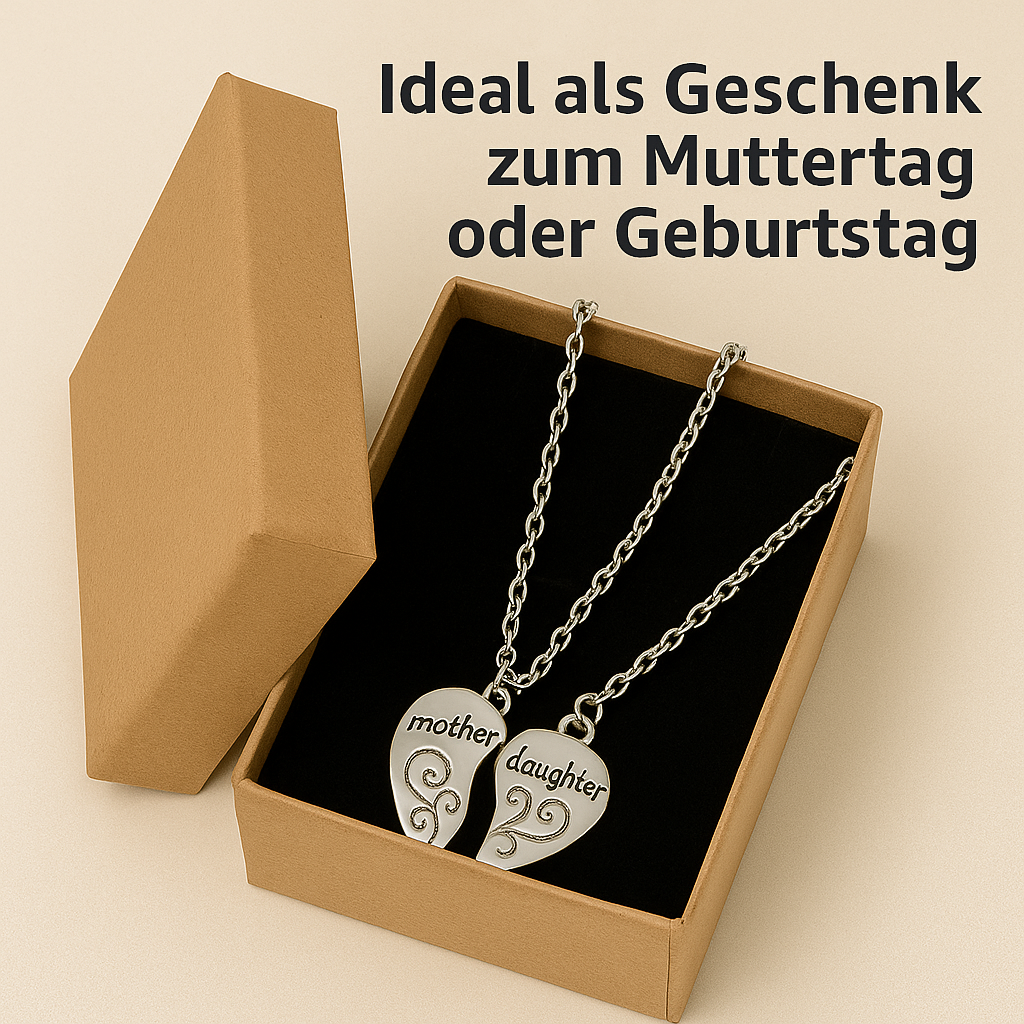 2er Set Halsketten Silber Mutter Tochter Anhänger Liebe Schmuck DE.