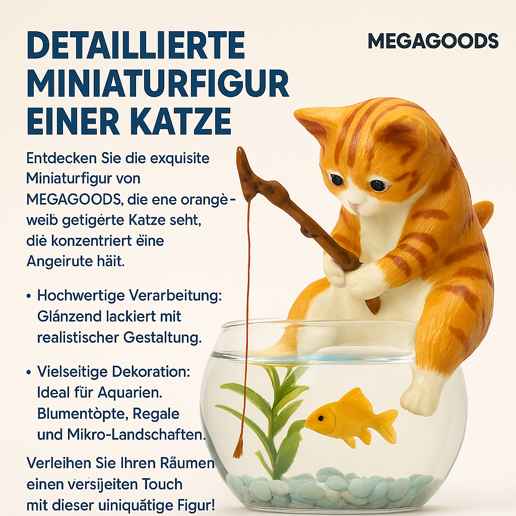 Dekofigur Angelnder Kater im Mini-Aquarium Landschaft Deko Büro DE.