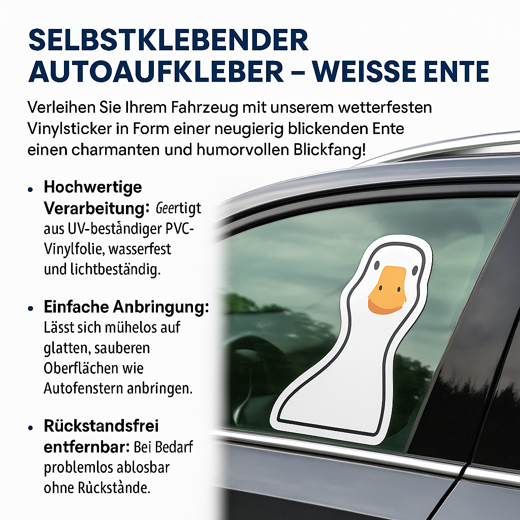 Wetterfester Vinyl Autoaufkleber Ente Fenster Auto LKW Heckscheibe DE.