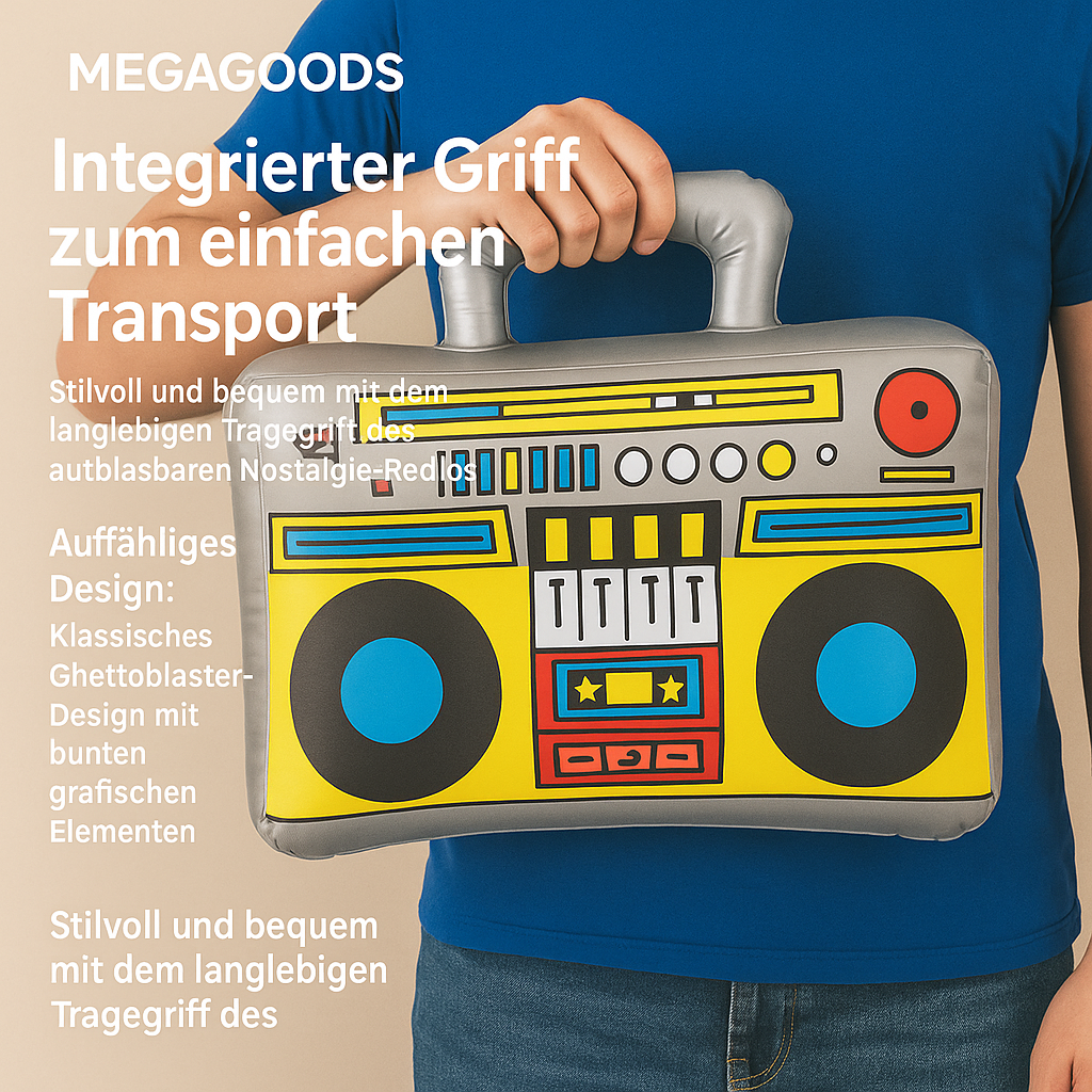 Aufblasbare Boombox mit Mikrofonen 80er 90er Party Deko Hip Hop DE.