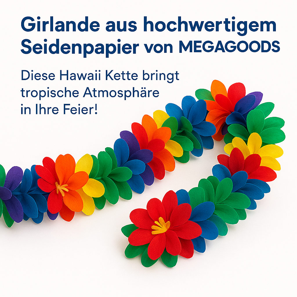 Hawaii Blumen Girlande 3 m bunt Partydeko Sommer Strand Tiki DE.