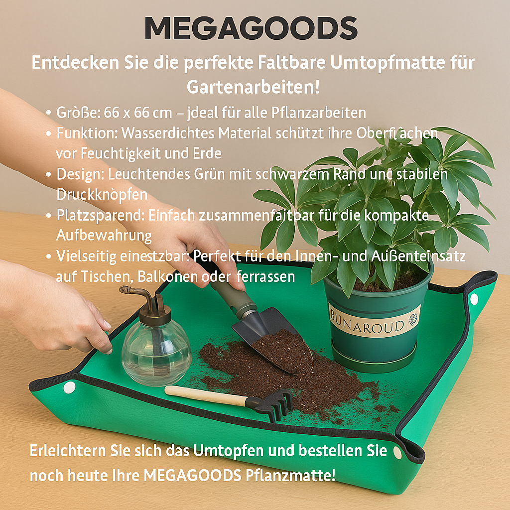 Wasserdichte Pflanzmatte 66x66 cm faltbar Umtopf-Arbeiten Garten DE.