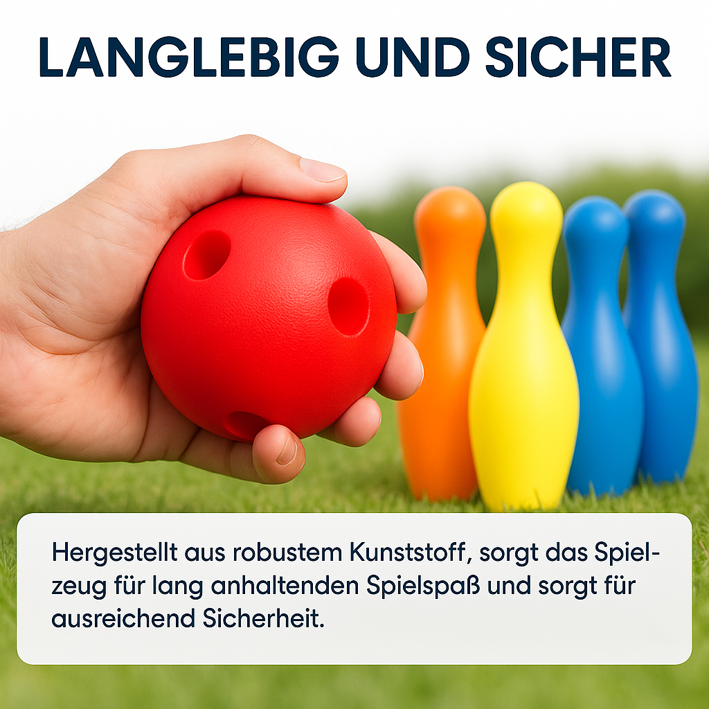 Kinder Bowling Set groß für drinnen und draußen Familienspiel DE.