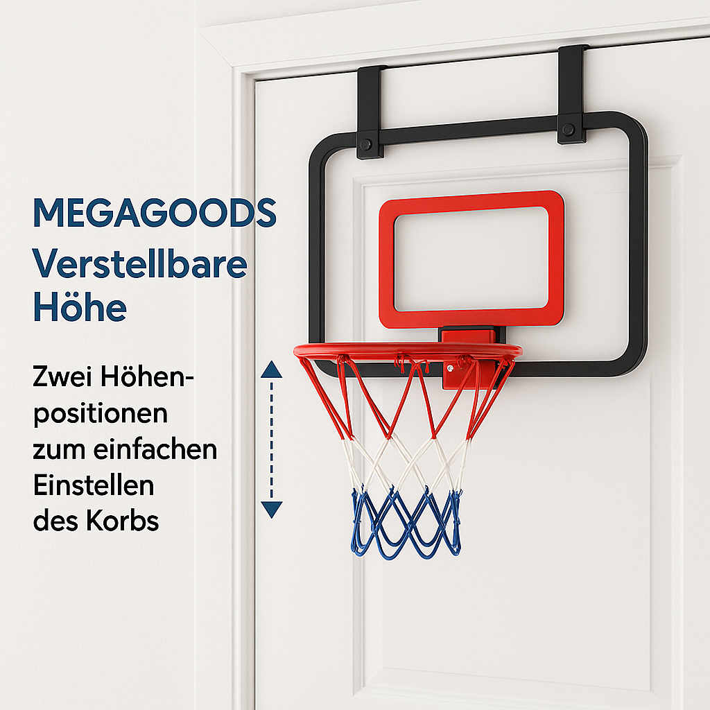 Kinder Basketballkorb Set für drinnen mit Wandhalterung höhenverstellbar DE.