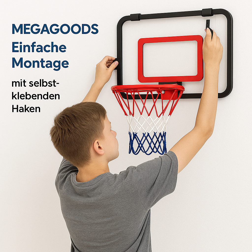Kinder Basketballkorb Set für drinnen mit Wandhalterung höhenverstellbar DE.