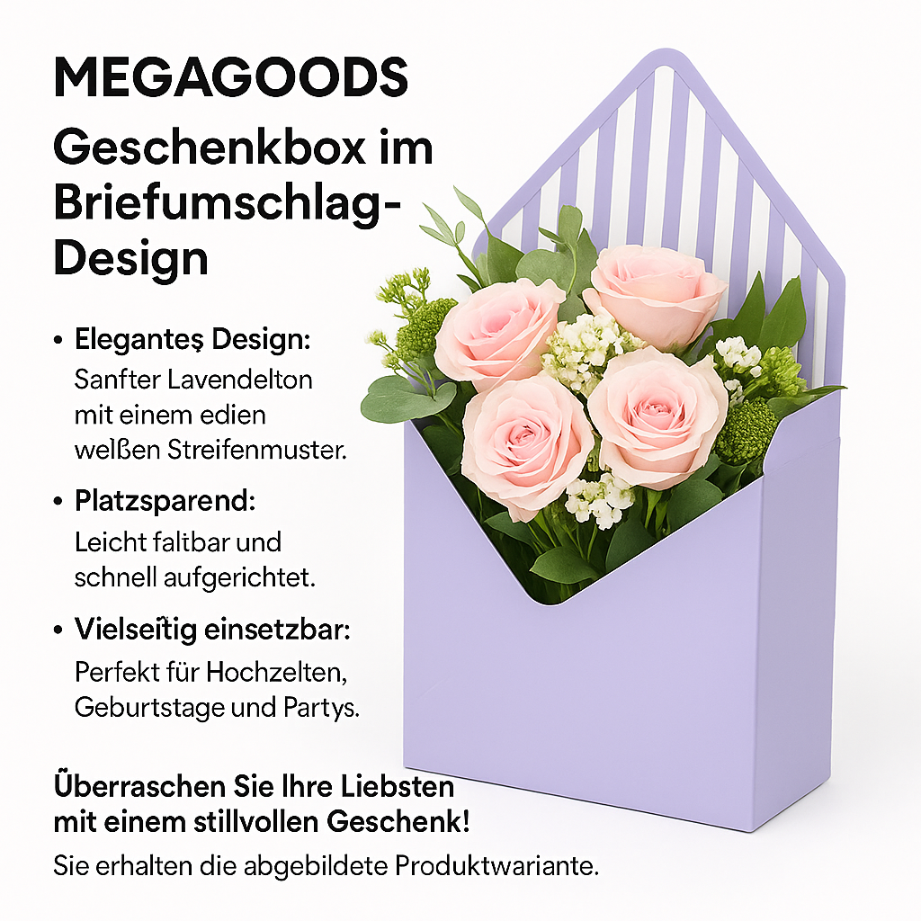 Faltbare Blumengeschenkbox mit Streifen für Hochzeit Deko Verpackung DE.