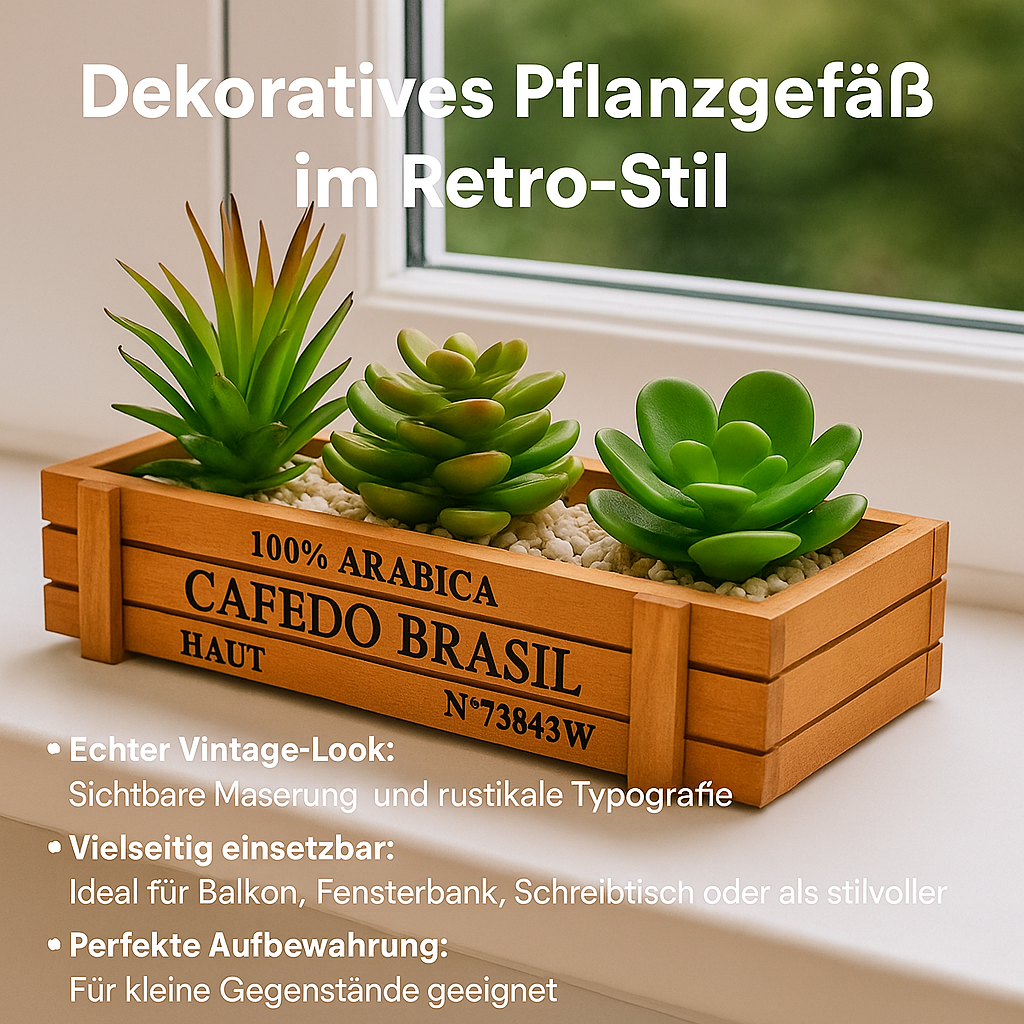 Vintage Pflanzkasten Holz Retro Deko Aufbewahrung Blumentopf Balkon DE.