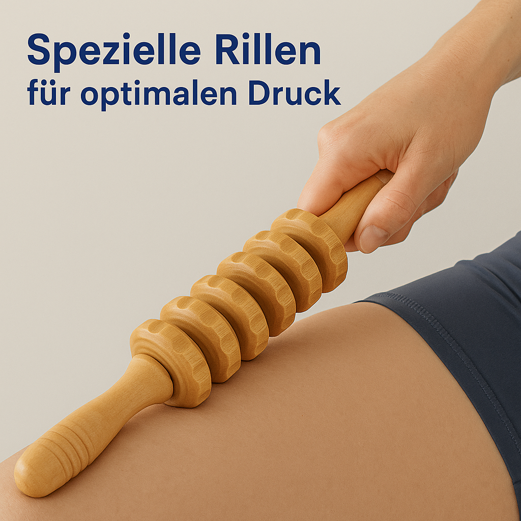Holz Massage Roller gegen Cellulite zur Lymphdrainage und Körperformung DE.