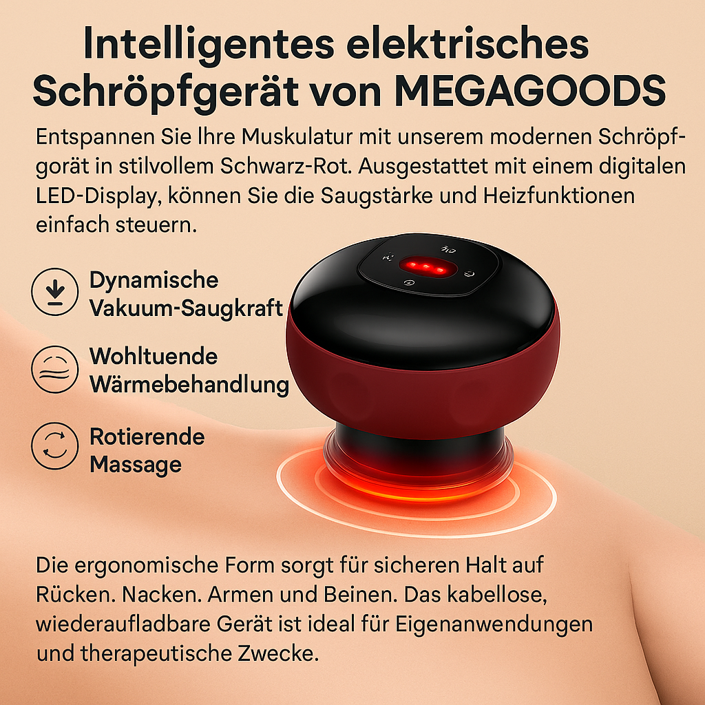 Elektrisches Schröpfmassagegerät mit Wärmefunktion für Rücken Nacken DE.