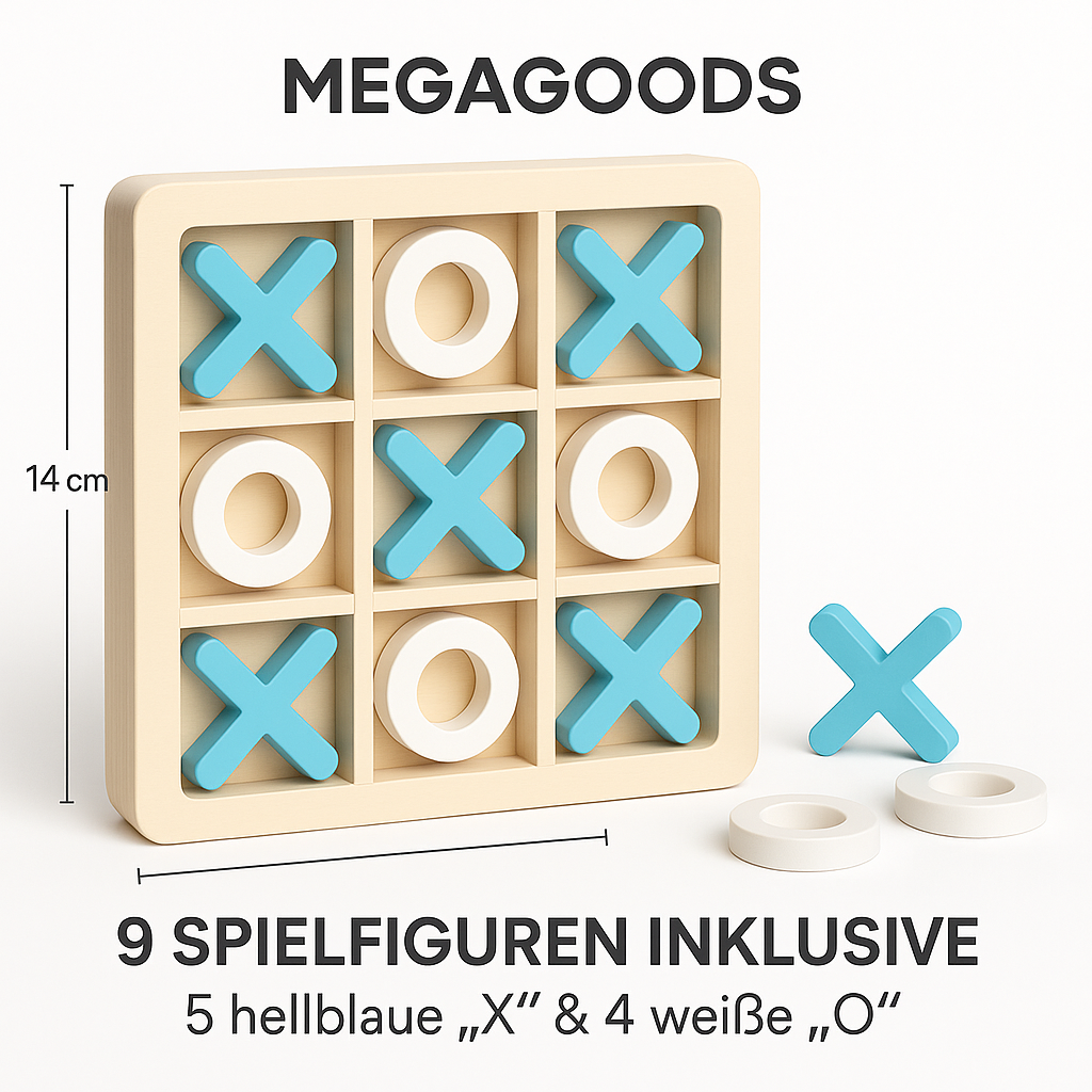 Holzspiel Tic Tac Toe Xo Spielbrett für Kinder Senioren Denkspiel DE.