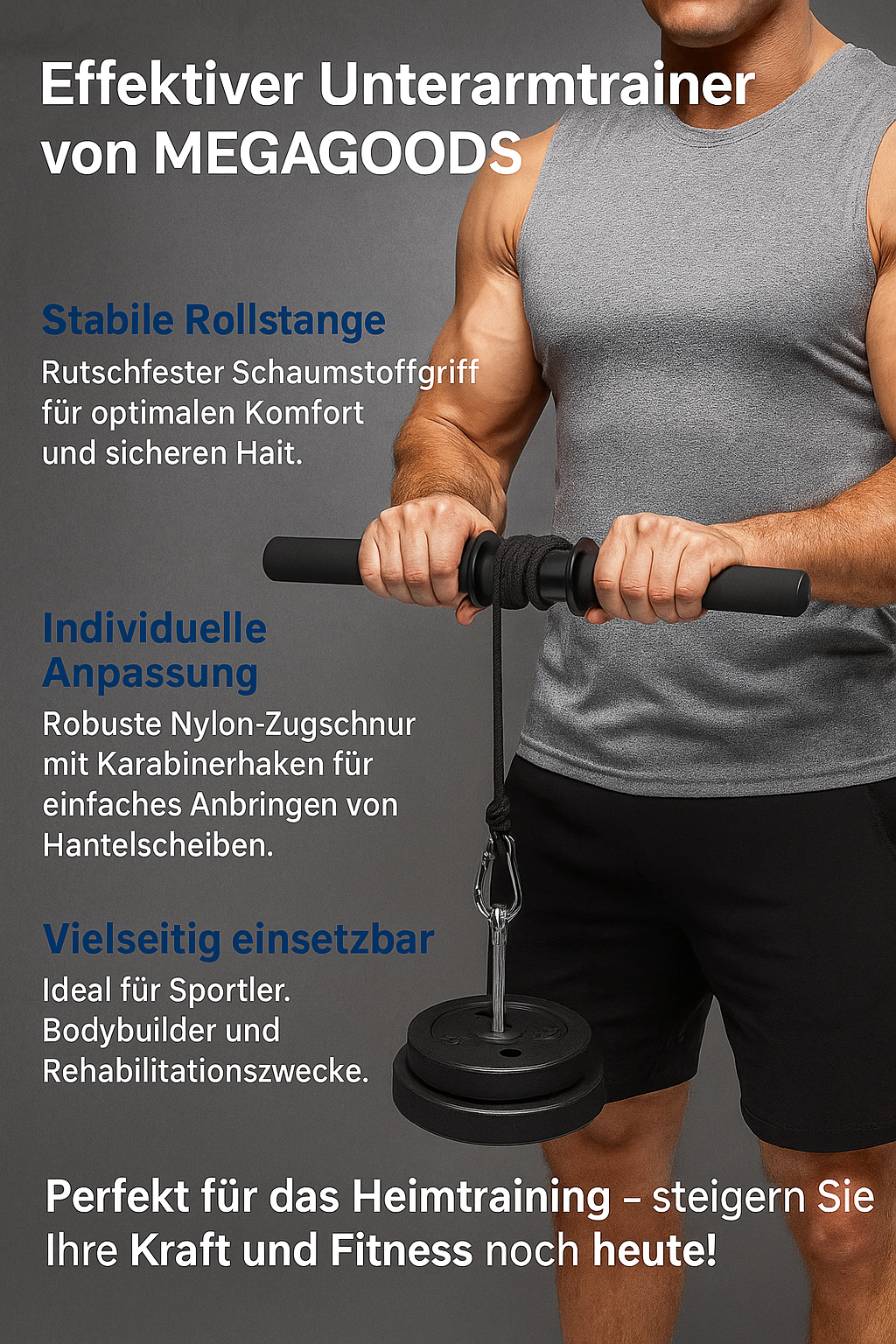 Unterarmtrainer mit Handgriff Muskelaufbau Krafttraining Home Gym DE.