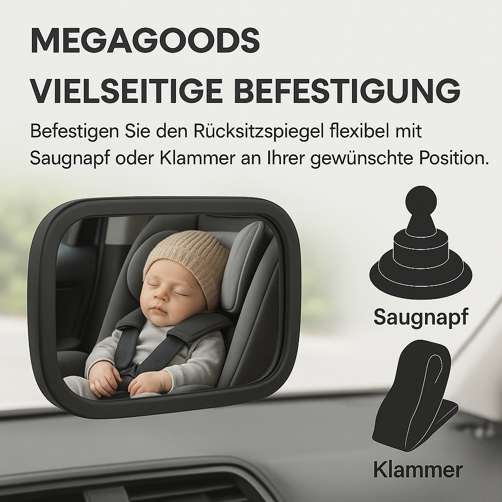 Baby Rücksitzspiegel drehbar 360° mit Saugnapf für Auto Innenraum DE.