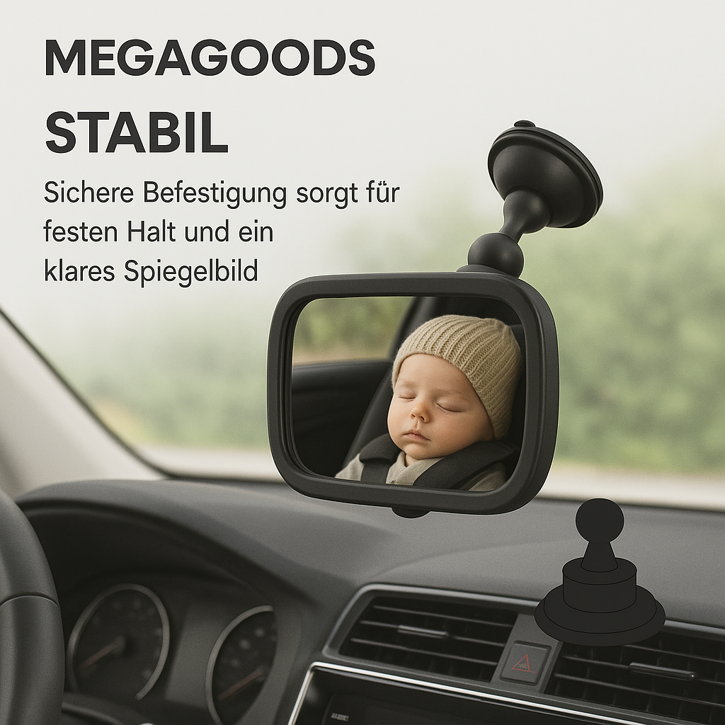 Baby Rücksitzspiegel drehbar 360° mit Saugnapf für Auto Innenraum DE.