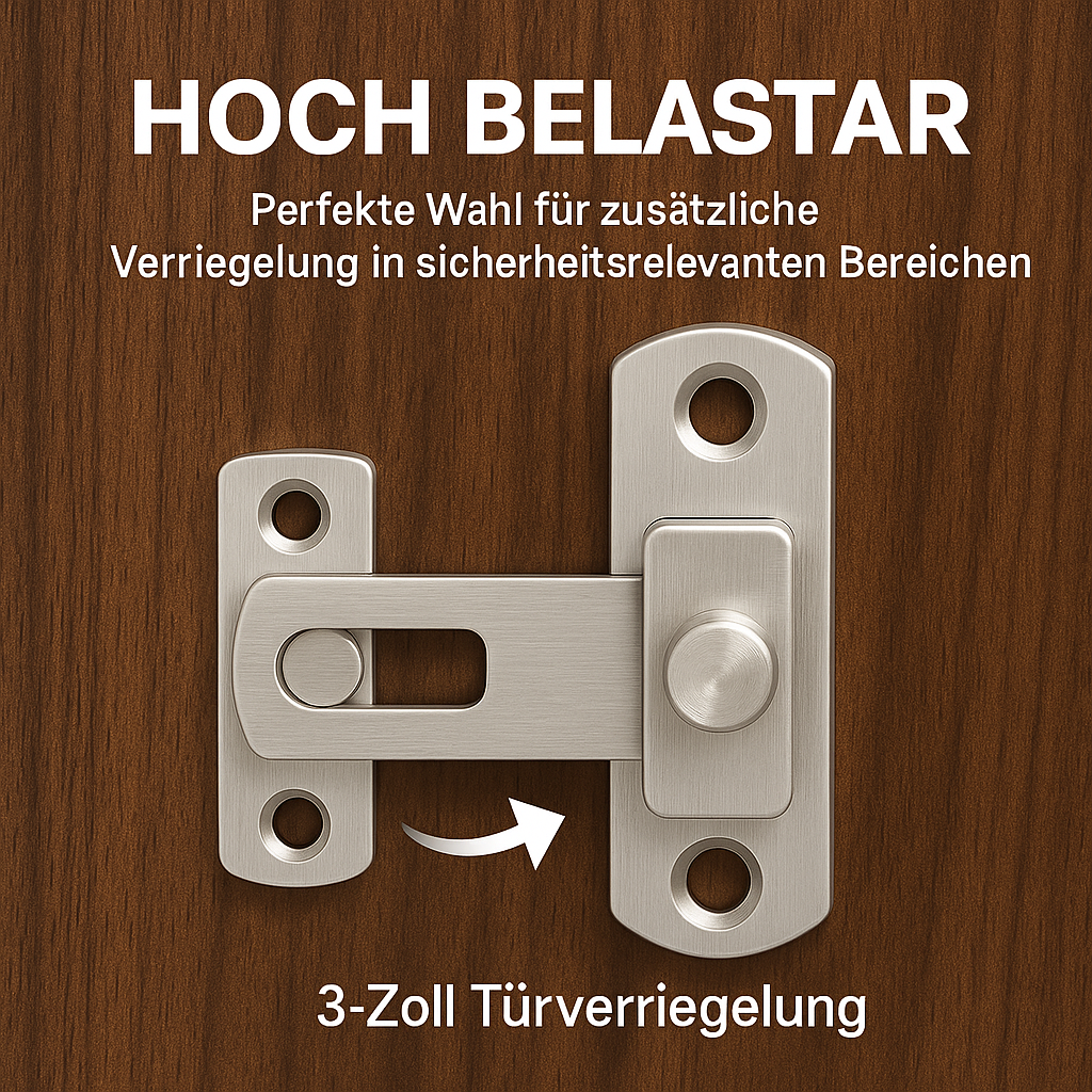Tür Riegel Schloss 90° Winkelriegel 3 Zoll Schieberiegel Edelstahl DE.
