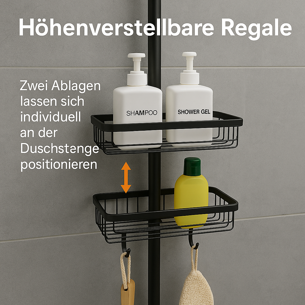 Duschregal Alu Wandkorb höhenverstellbar für Shampoo Seife Bad DE.