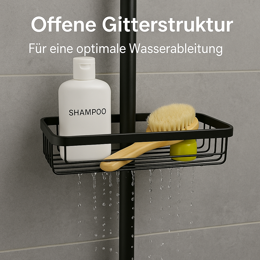 Duschregal Alu Wandkorb höhenverstellbar für Shampoo Seife Bad DE.