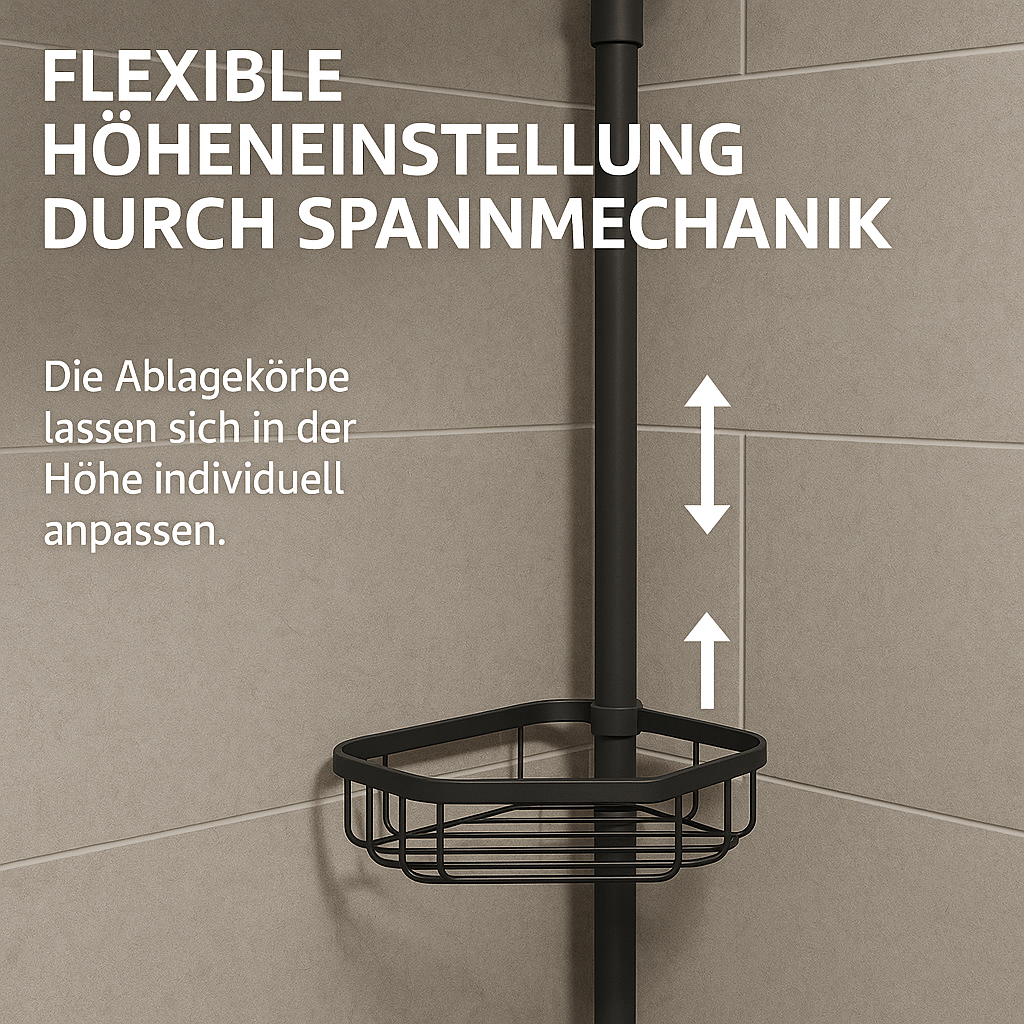 Duschregal ohne Bohren ausziehbar Ablage Duschablage Bad Zubehör DE.