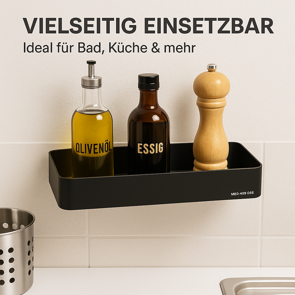Badezimmer Regal ohne Bohren Aluminium Wandkorb rechteckig Aufbewahrung DE.