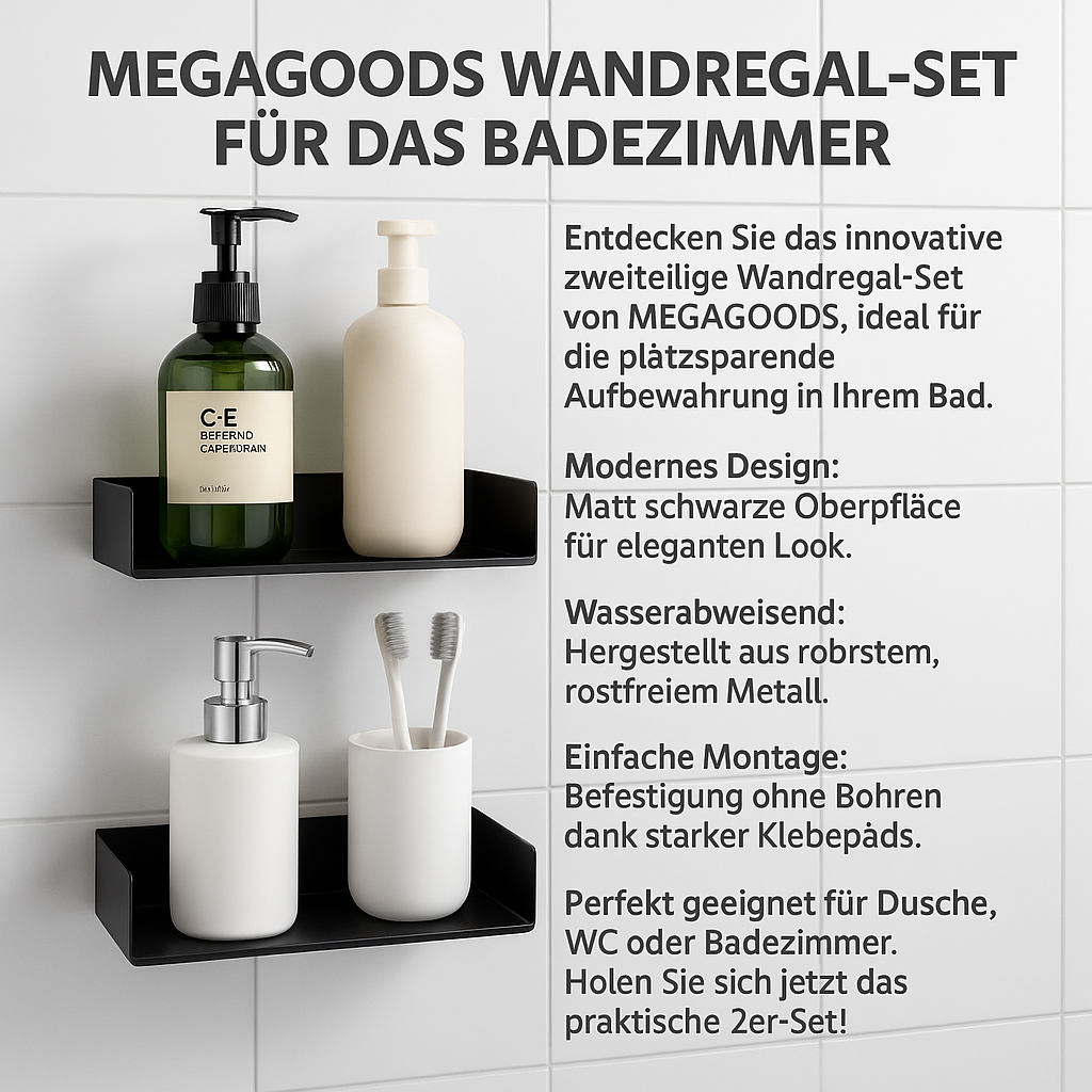 Duschregal Set 2-teilig ohne Bohren Eckablage Wandmontage Bad Organizer DE.