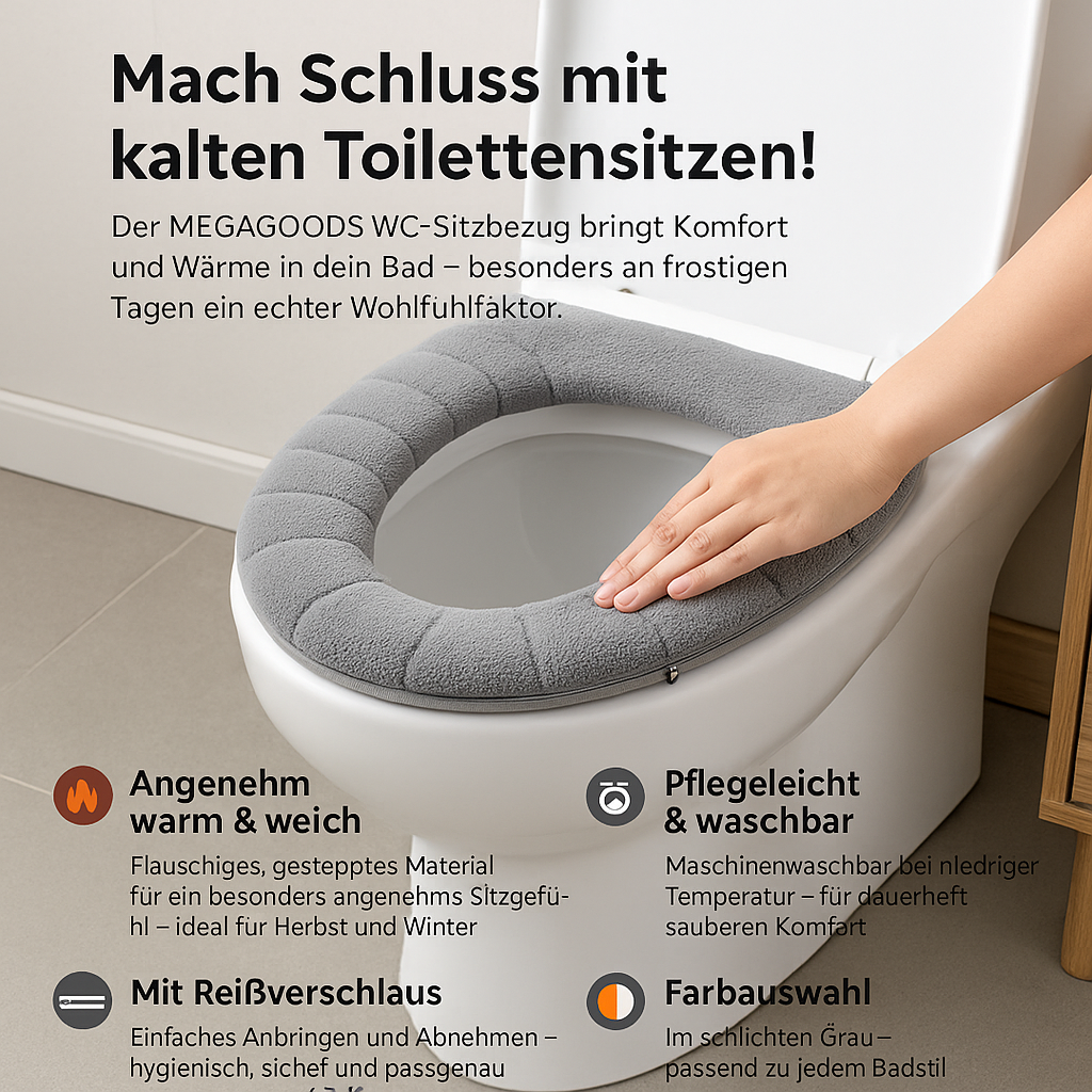 WC-Sitzbezug weich O-Form 37x44 cm warm waschbar Winter Toilettenauflage DE.