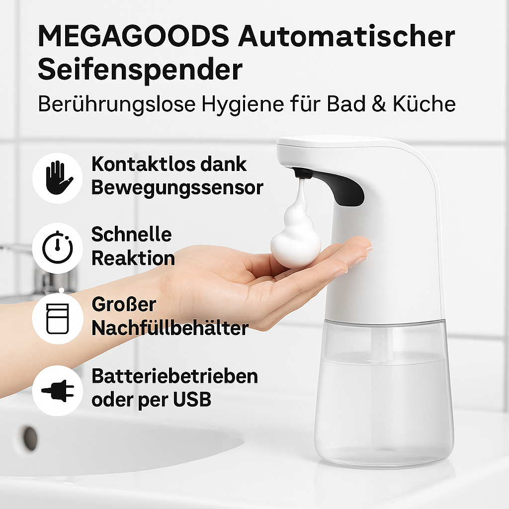 Automatischer Seifenspender Schaum USB wiederaufladbar Sensor DE.