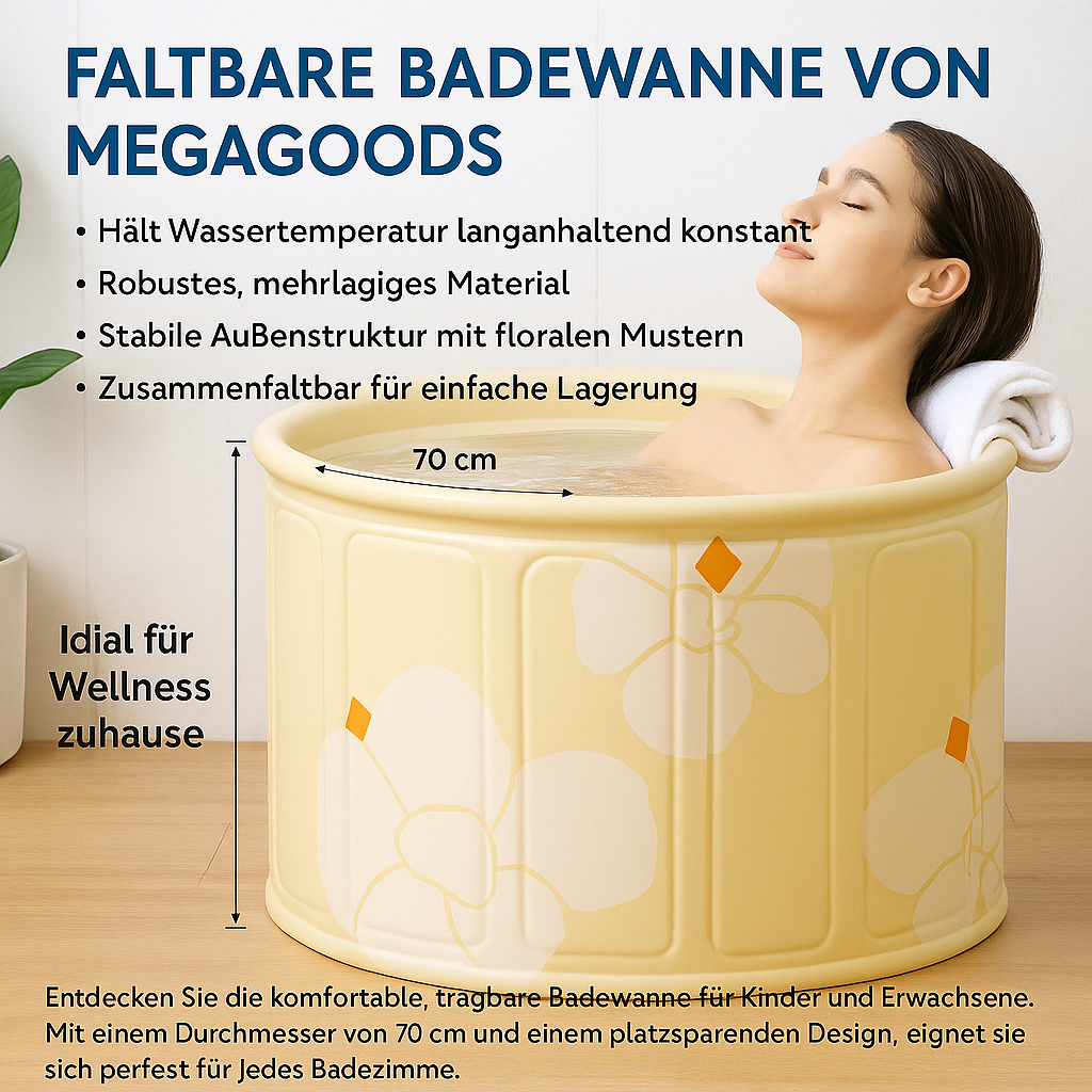 Faltbare Badewanne tragbar für Kinder und Erwachsene wärmeisoliert DE.