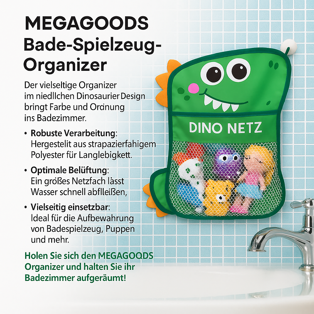 Dinosaurier Badespielzeug Netz Tasche Aufbewahrung Saugnapf DE.