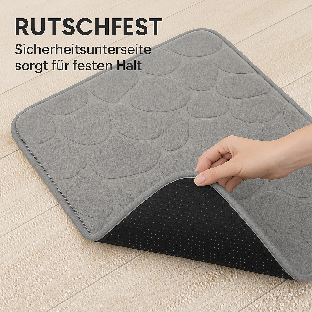 Badematte Memory Foam rutschfest Velours mit Steinmuster 60x40 cm DE.