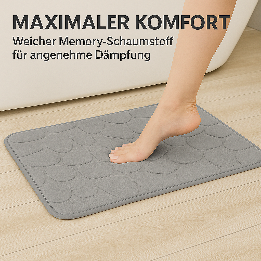 Badematte Memory Foam rutschfest Velours mit Steinmuster 60x40 cm DE.