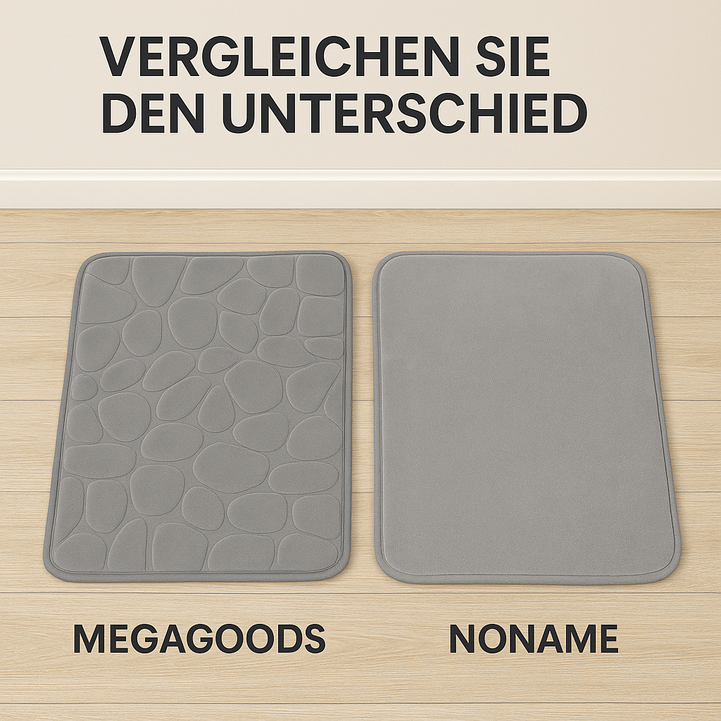 Badematte Memory Foam rutschfest Velours mit Steinmuster 60x40 cm DE.