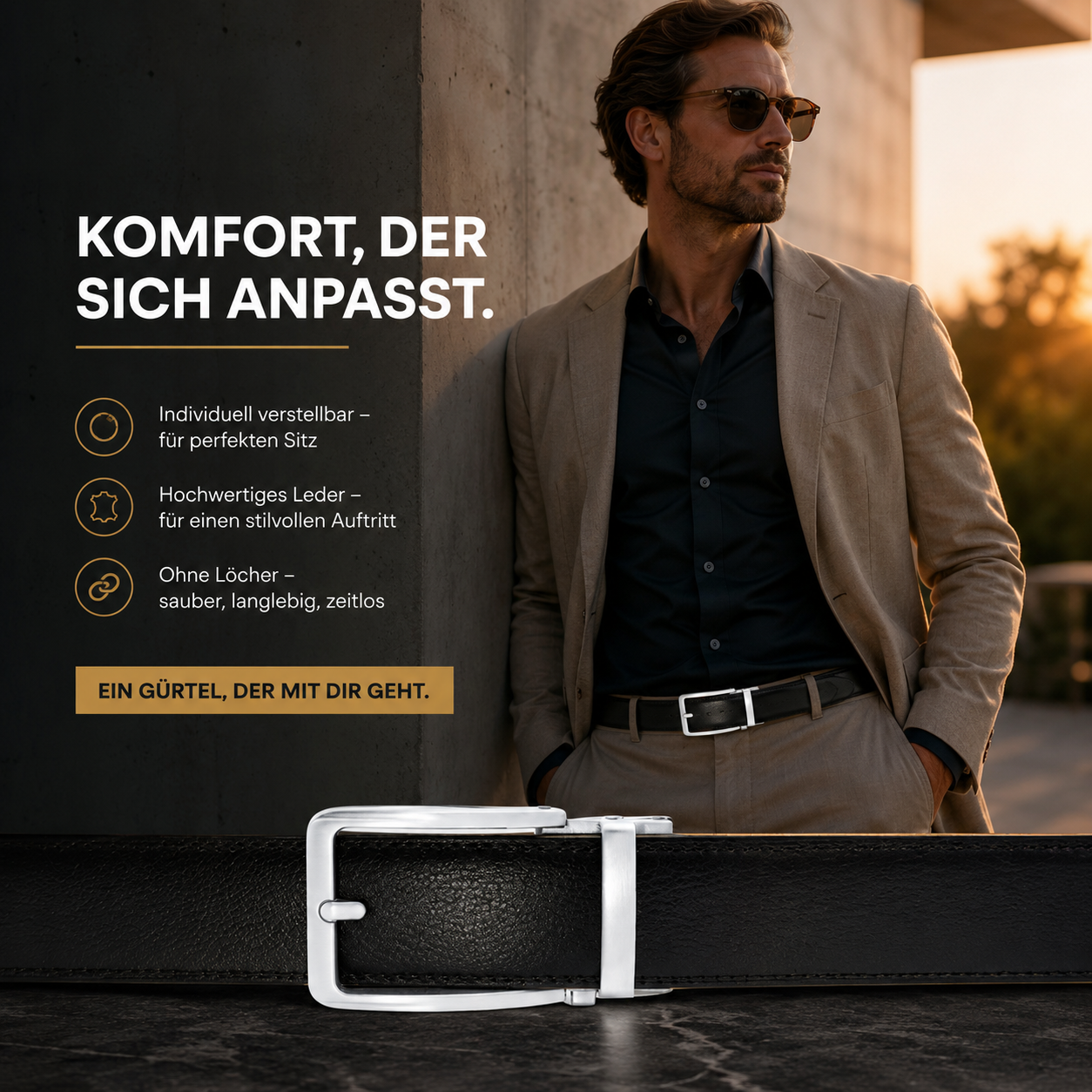 Highbuckle™ Herren Automatik Gürtel Leder Klickgürtel Ohne Löcher verstellbar