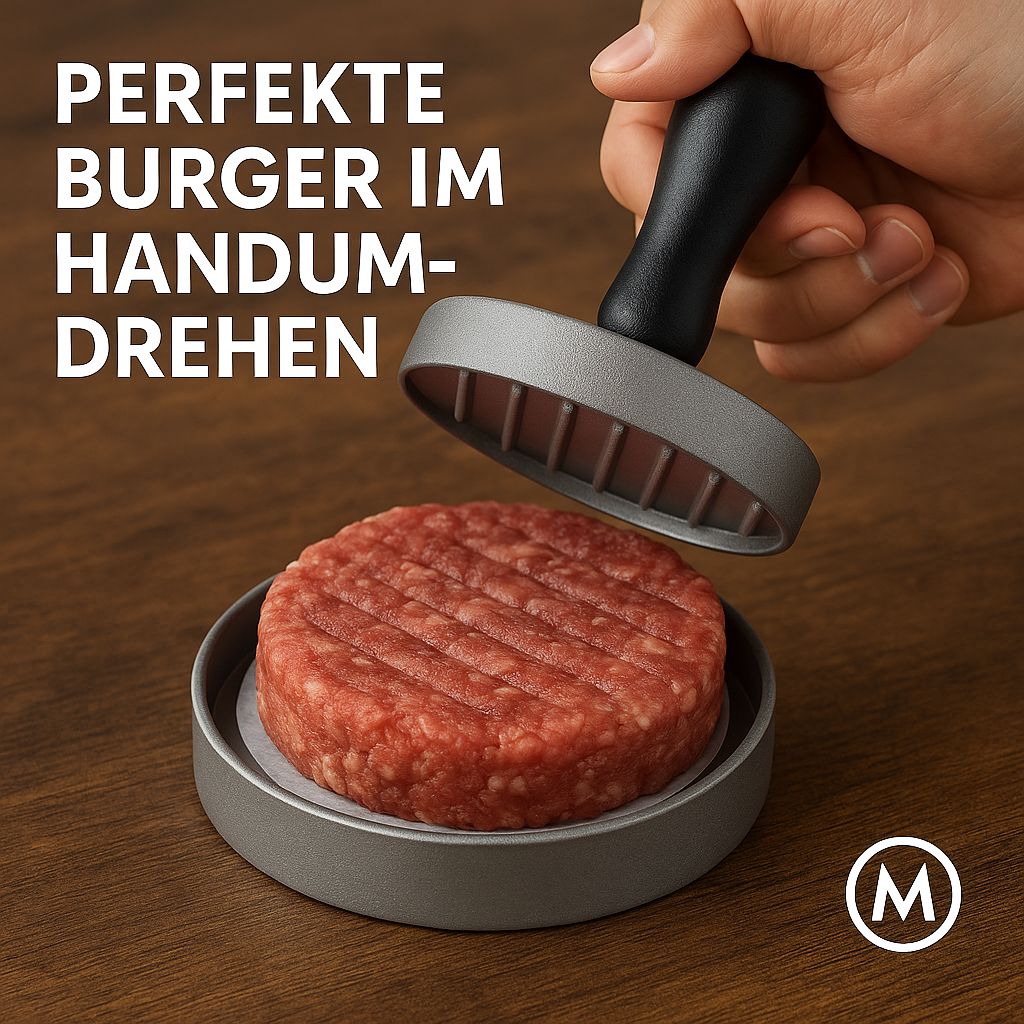 Burgerpresse Aluminium antihaft mit Wachspapier für BBQ Grill DE.